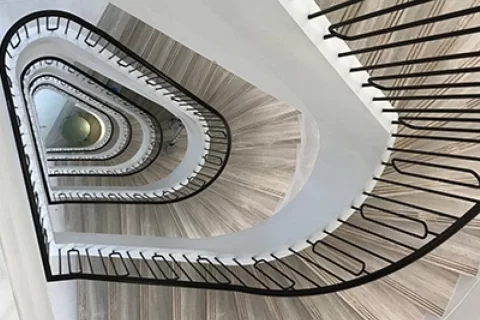 Spiral UK Cinven helical stair looking down