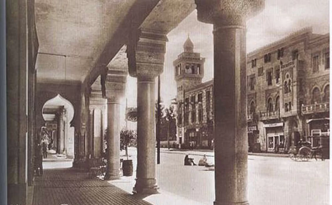 A sepia toned image of avenues in Heliopolis